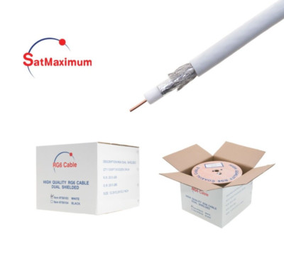 1000FT Outdoor RG6 Dual Shield Coaxial Cable 18AWG 3GHz CCS Coax White/Black LOT