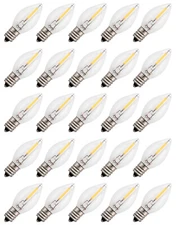 25 LED Replacement Light Bulbs for Night Lights C7 Base, 0.7w, 120v