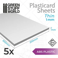 ABS Plasticard A4 - 1mm COMBOx5 sheets - Styrene Plastic Sheets - Plastikard