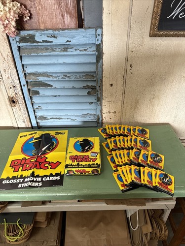1990 Topps Dick Tracy Movie Trading Cards Box with 36 Sealed Packs Poster
