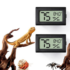 2 PCS Rectangle Reptile Thermometer and Humidity Gauge for Bearded Dragon