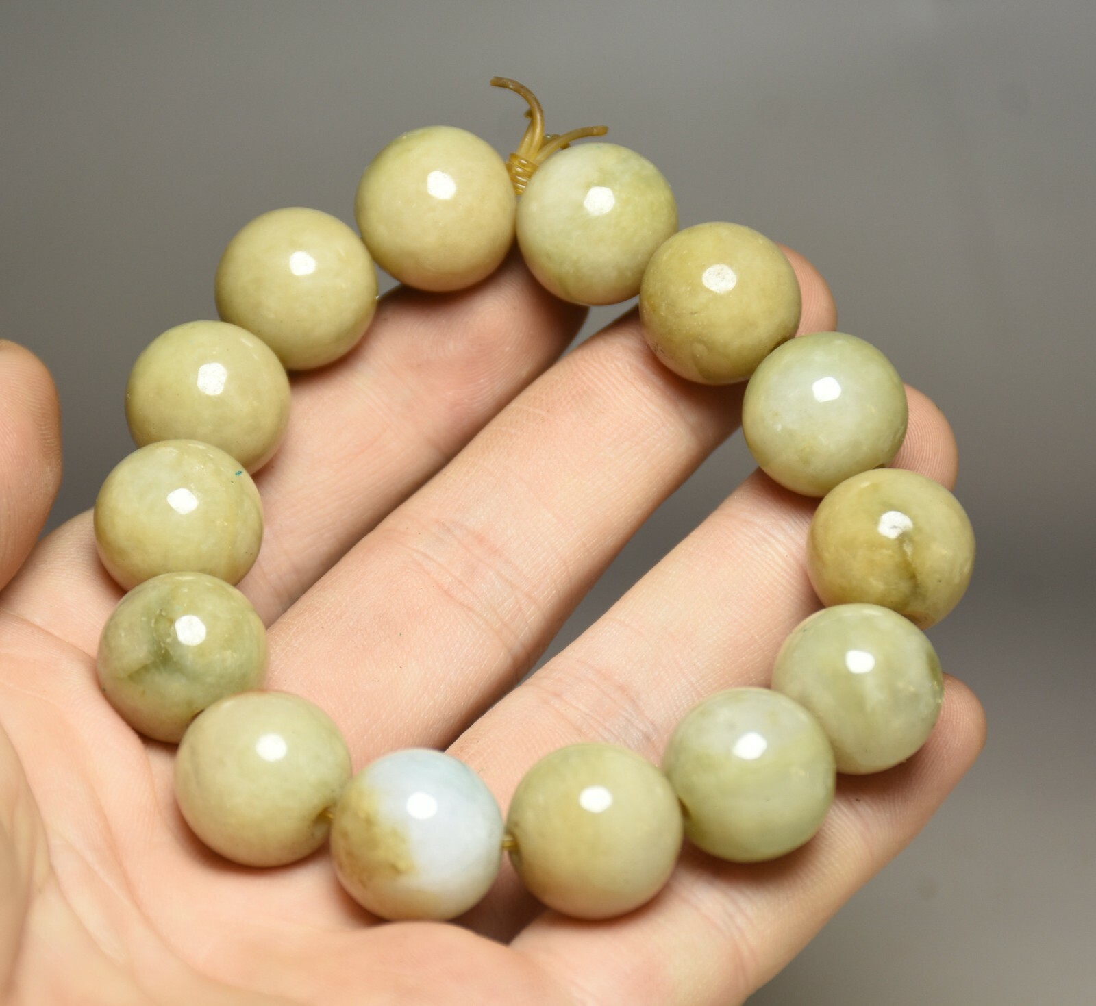 8CM Hongshan Culture Hetian Jade Elastic String Bracelet