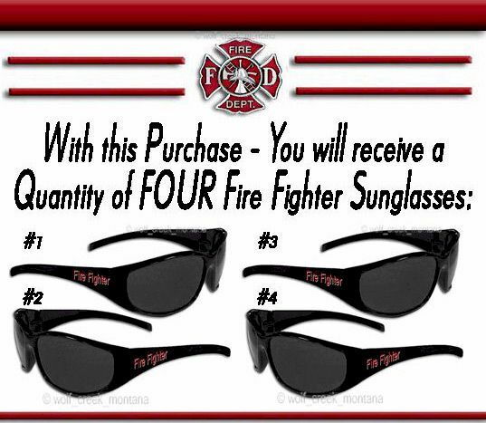 Lot of 4 Firefighter SUNGLASSES Fire Fighter Rescue Fireman Hero Shades Dad HOT