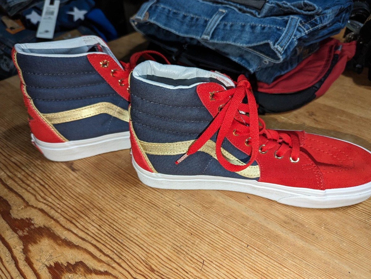 Vans x Marvel Women's Sk8-Hi Captain Marvel Blue/Red/Gold Size Mens-7 