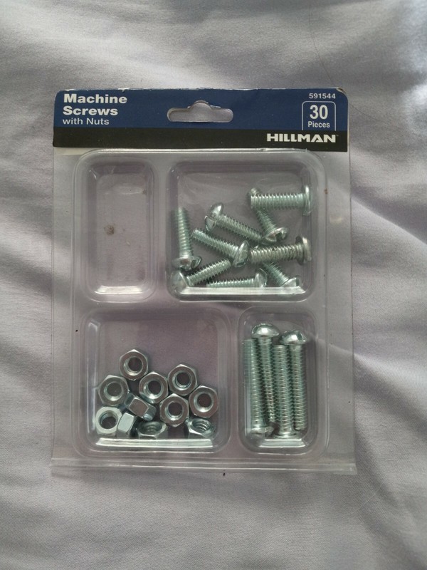 Hillman (591544) 1/4" Round Head Combo Machine Screws w/Hex Nuts, Zinc