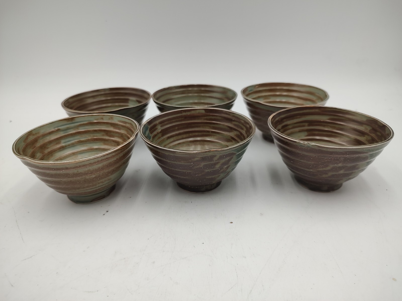 Bowls Hagi Ware Set Of 6 Green Brown Earth Tones