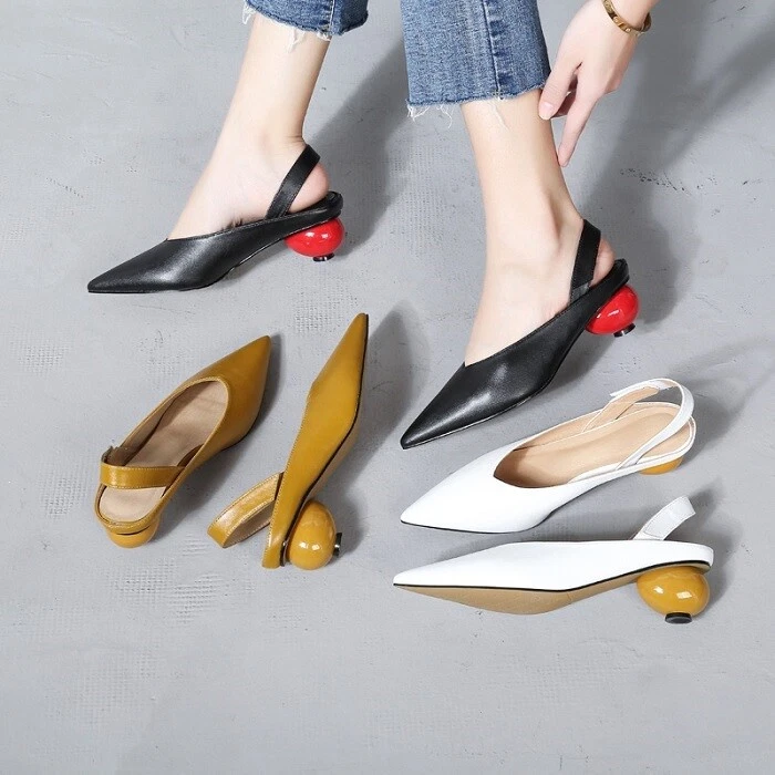 MW010113 FASHION POINTY TOE SLINGBACK BALL HEELS SHOES SIZE 34 40