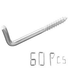 304 Stainless Steel 2 in Screw-in Hooks 60 Pcs7 Shape Screw HooksRight Angle ...