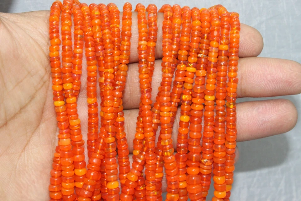 AAA Natural Ópalo Naranja Etíope Suave Rondelle 4-5mm Piedras Preciosas Cuentas 16 Pulgadas Foto 2 de 4