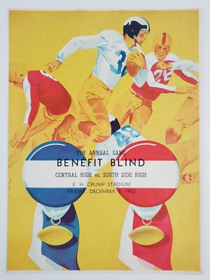 1952 Memphis TN Central Vs South Side High School Vtg Football Program Blind