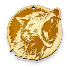 Ornament - Fanged Wolf Raw Wood