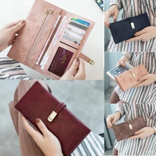 Women Slim Wallet Leather Billfold Card Holder Flat Coin Purse Phone Handbag US