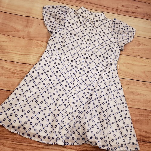 Alexis For Target Dress Womens Extra Small White Blue Mini Shirt Blouson Eyelet - Picture 2 of 10