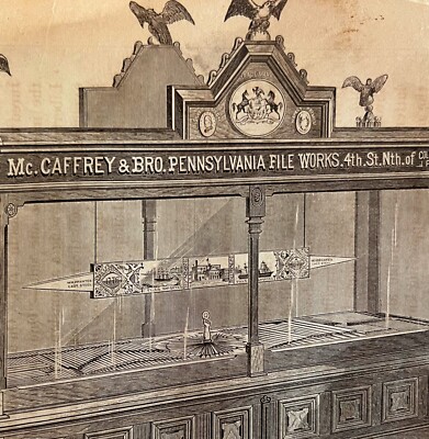 Penn File Exhibit 1876 Worlds Fair Centennial Expo Victorian Engraving DWAA3A