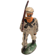 Manoil M23 Toy Soldier Sailor Marching with Rifle Hollow Base White Dimestore