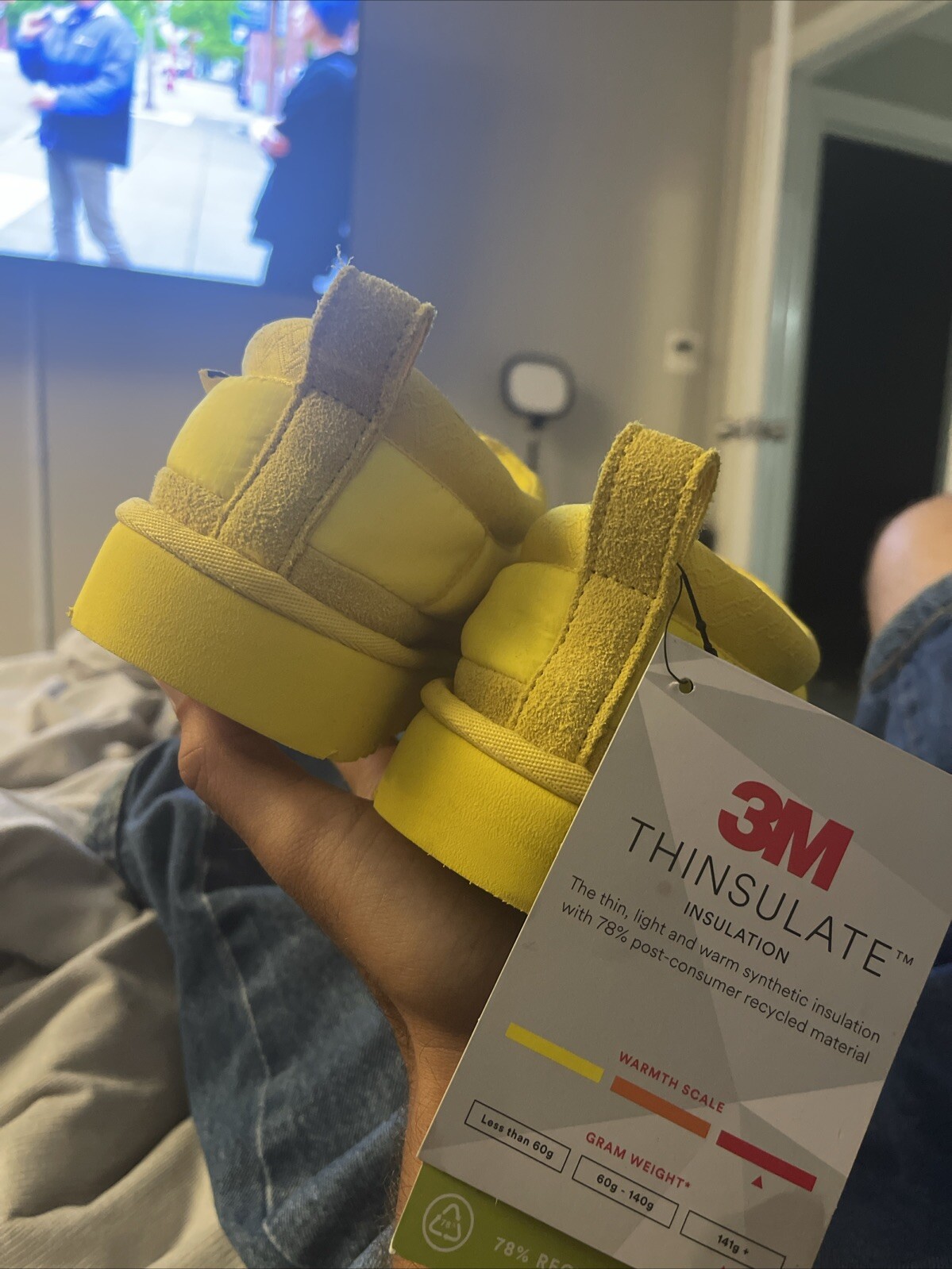 PANTOFOLA D’ORO UGG TASMAN LTA CANARY POLIESTERE PUFF LANA PANTOFOLE SCARPE DONNA US 9 EUR 40 NUOVE