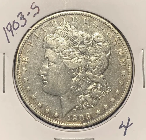 1903-S MORGAN SILVER DOLLAR,  VF+/XF DETAILS!