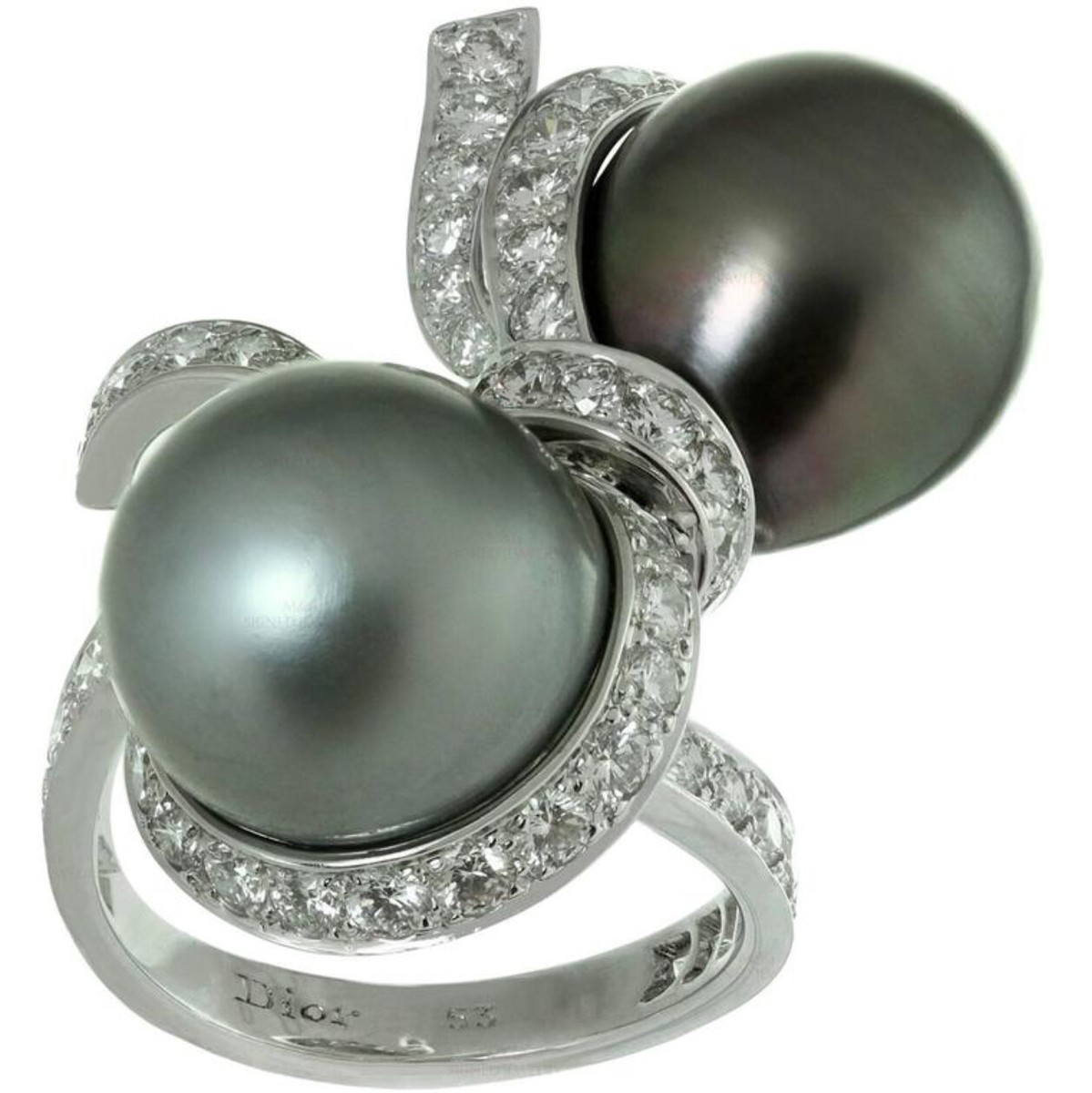 CHRISTIAN DIOR TAHITIAN PEARL & DIAMONDS “CAPRICE”RING CHRISTIAN DIOR TAHITIAN PEARL & DIAMONDS “CAPRICE”RING