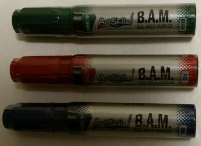 ArtSkills B.A.M. Marker Chisel Tip Giant Big Fat Jumbo 3 Qty Blue Green & Red