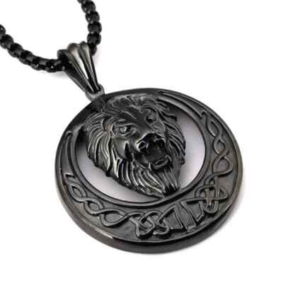 Halskette Löwe schwarz Herrenkette Männerkette König Tier Modeschmuck Geschenk