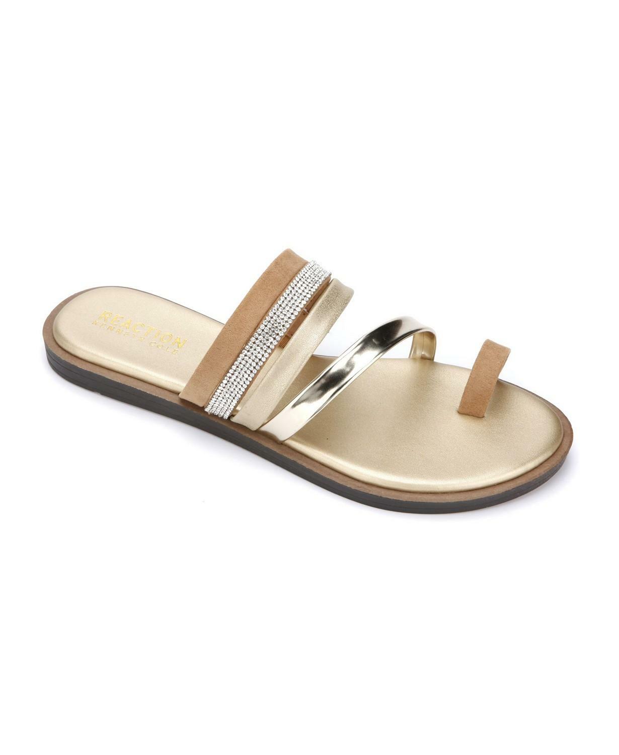 Kenneth Cole Reaction Women's Spring Toe-Loop Jewel Flat Sandals - Sand - Size 8M