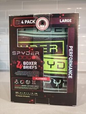 Spyder Men's 4 Pack Performance Mesh Boxer Briefs Size Large. Assorted Colors.