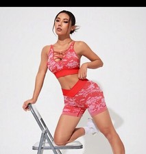 yoga set size large women new shorts and sports bra