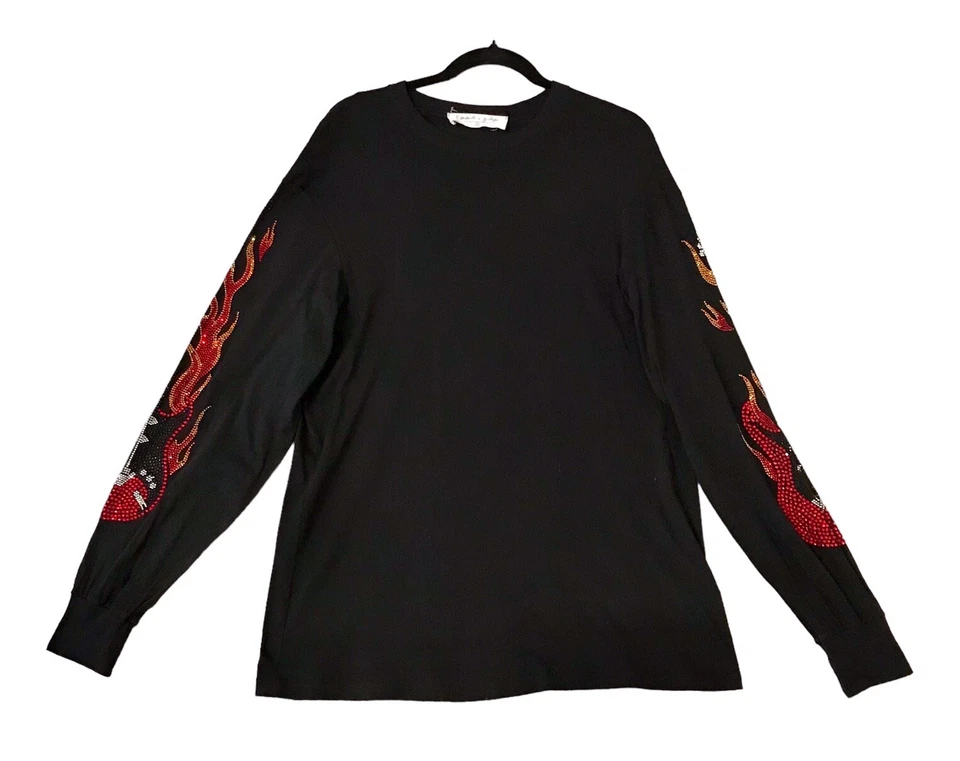 Camiseta Emma & Sam Flaming Guitars L/S pedrería de gran tamaño LEER para mujer talla S” Foto 3 de 4