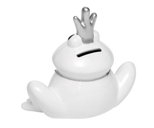 Piggy Bank Frog White Ceramic Crown Glitter Key Castle Children Present - Picture 4 of 5