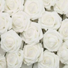 50Pcs 7CM Large Artificial Flowers Foam Rose Heads Bouque Wedding Party Decor UK
