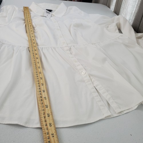 Torrid Womens White Poplin Button Front Smocked Back Blouse Size 4X Career NWT - Picture 9 of 10