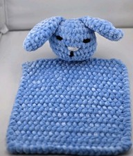 Handmade Crocheted Bunny Lovey Blue Plush