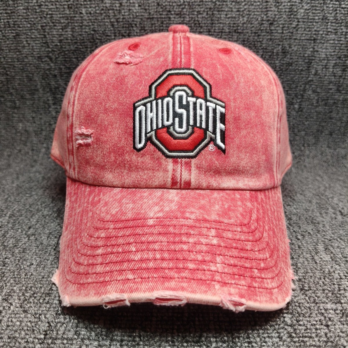 Mitchell & Ness Ohio State Buckeyes Red Distressed Strapback Cap