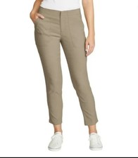 Eddie Bauer Horizon Straight Ankle Pants Womens 14 Beige Nylon Stretch Travel
