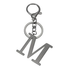Initial Letter Keychain, Metal Alphabet Letter m Keyring, Black