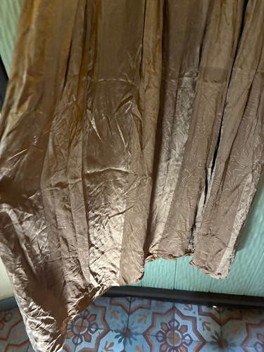 Edwardian Cocoa Brown Long Silk Skirt w Sash Belt Waist 29" Length 40" Hand Made - Picture 6 of 11