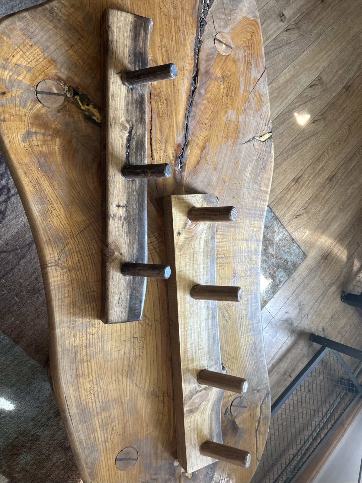 Wall-mounted coat rack with key hooks, 16-inch spacing  -image