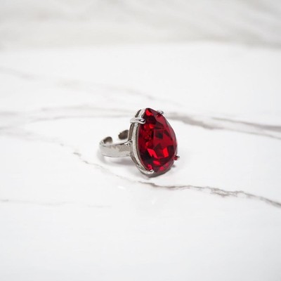 Teardrop Ruby Color Stone Ring Sailor Moon Style Glass Kimono Accessory