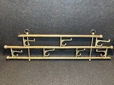 1960s MCM Brass Wall Mount 7 Swiveling Hook R...