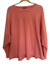 L.L Bean Women's Crewneck Sweatshirt Coral L Pet. Relaxed Fit Dropped Shoulder