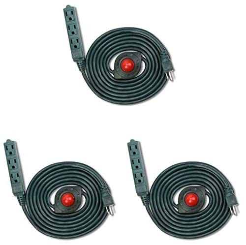 Electes 8 Feet 3 Grounded Outlets Extension Cord with Hand/Foot Switch and Li...
