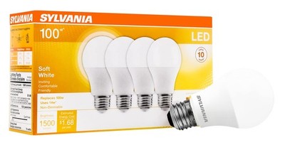 Sylvania 14W Led A19 Light Bulbs Soft White 4 Pack 1500 Lumens Energy Saving