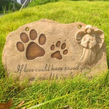 Paw Prints Pet Dog Memorial Stones Garden Stones with Angel Statue for Dogs o...