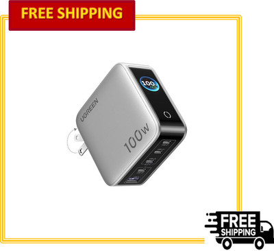 UGREEN Nexode Pro 100W GaN 5-Port Fast USB-C Wall Charger Block w/ Smart Display