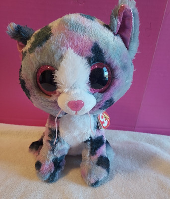 Ty Beanie Boo Lindi Tie Dyed Cat Plush Kitty 9'' Stuffed Animal Retired 2016