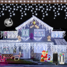 Icicle Lights for outside 720LED 60FT, Cool White Christmas Lights with Remote 8