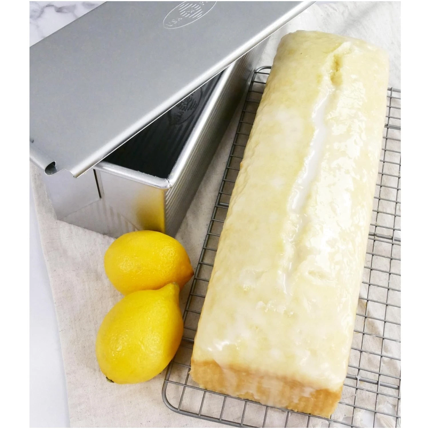 Large Pullman Bread Pan 13x4 - Nonstick Coating, Made in USA