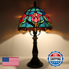 Lxhcyou Small Tiffany Lamp Mini Accent Table Lamp Stained Glass Desk Memory
