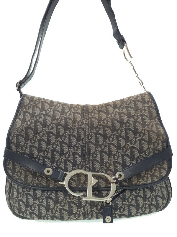 Christian Dior Trotter Pattern Leather Shoulder Bag