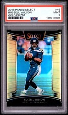 2018 PANINI SELECT GOLD PRIZM #46 RUSSELL WILSON 7/10 PSA 9